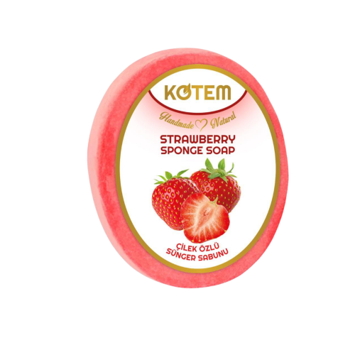Kotem mydełko w gąbce truskawka.png