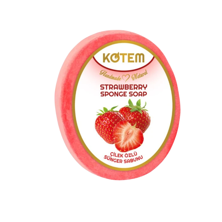 Kotem mydełko w gąbce truskawka.png